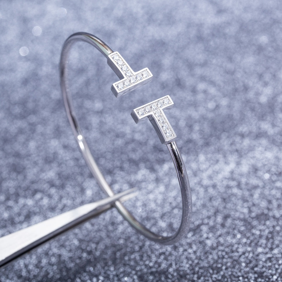 [Renovia Jewelry]T BRACELET 1.8MM DIAMOND SILVER