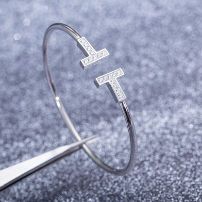 [Renovia Jewelry]T BRACELET 1.8MM DIAMOND SILVER