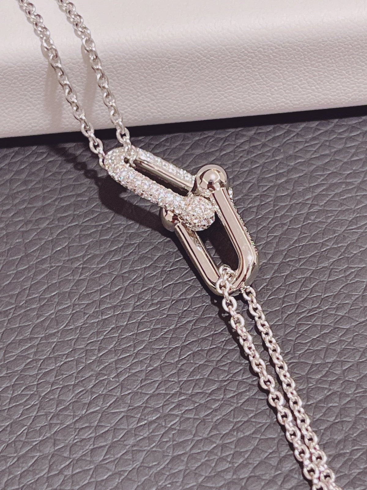 [Renovia Jewelry]HARDWEAR DOUBLE LINK PEDANT SILVER DIAMOND NECKLACE