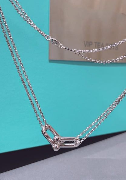 [Renovia Jewelry]HARDWEAR DOUBLE LINK PEDANT SILVER NECKLACE