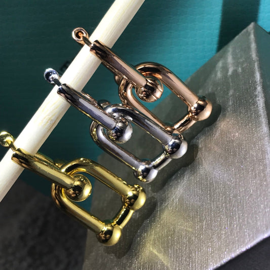 [Renovia Jewelry]HARDWARE DROP EARRINGS DOUBLE LINK