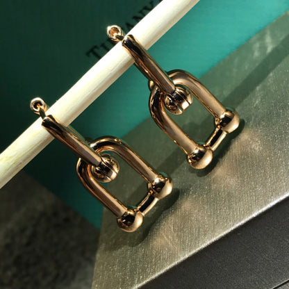 [Renovia Jewelry]HARDWARE DROP EARRINGS DOUBLE LINK
