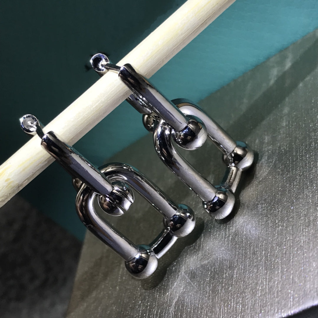 [Renovia Jewelry]HARDWARE DROP EARRINGS DOUBLE LINK