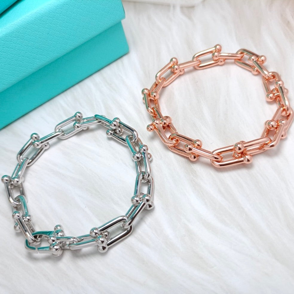 [Renovia Jewelry]HARDWEAR BRACELET PINK GOLD AND SILVER