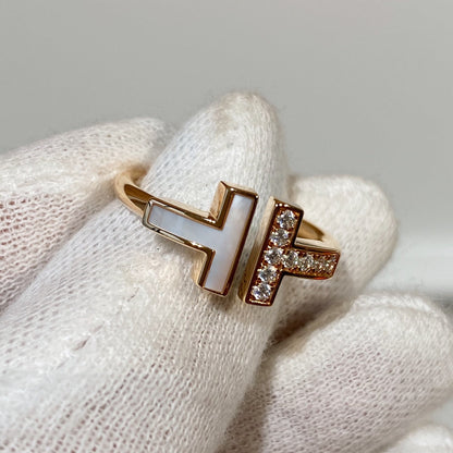 [Renovia Jewelry]T WIRE MOP DIAMOND RING PINK GOLD