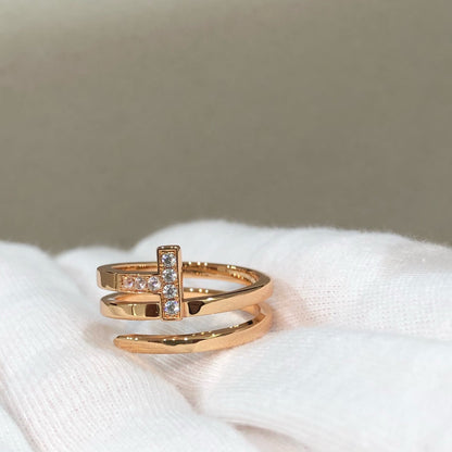 [Renovia Jewelry]T WIRE DOUBLE ROWS RING PINK GOLD