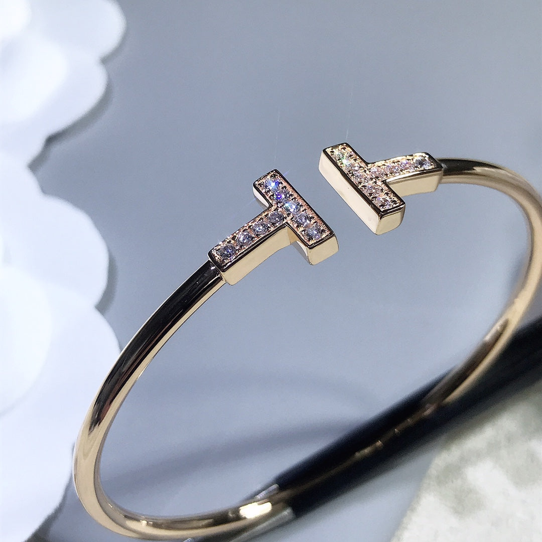[Renovia Jewelry]T BRACELET PINK GOLD 1.8MM DIAMOND