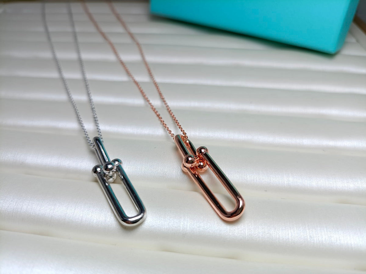 [Renovia Jewelry]HARDWEAR DROP DOUBLE LINK PEDANT NECKLACE