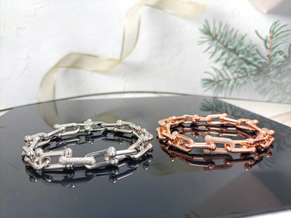 [Renovia Jewelry]HARDWEAR BRACELET PINK GOLD AND SILVER DIAMOND