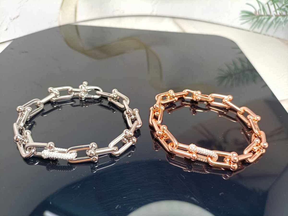 [Renovia Jewelry]HARDWEAR BRACELET PINK GOLD AND SILVER DIAMOND