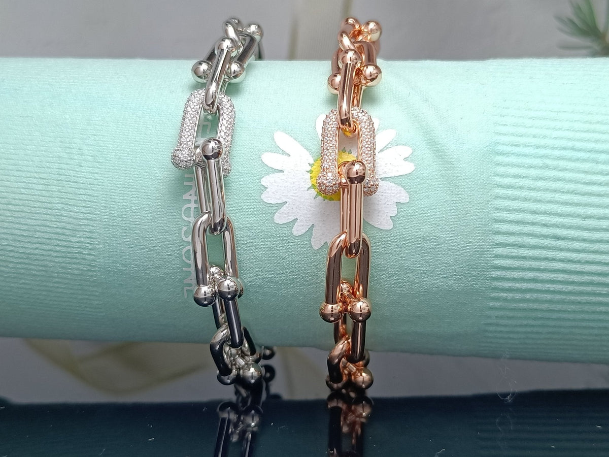 [Renovia Jewelry]HARDWEAR BRACELET PINK GOLD AND SILVER DIAMOND