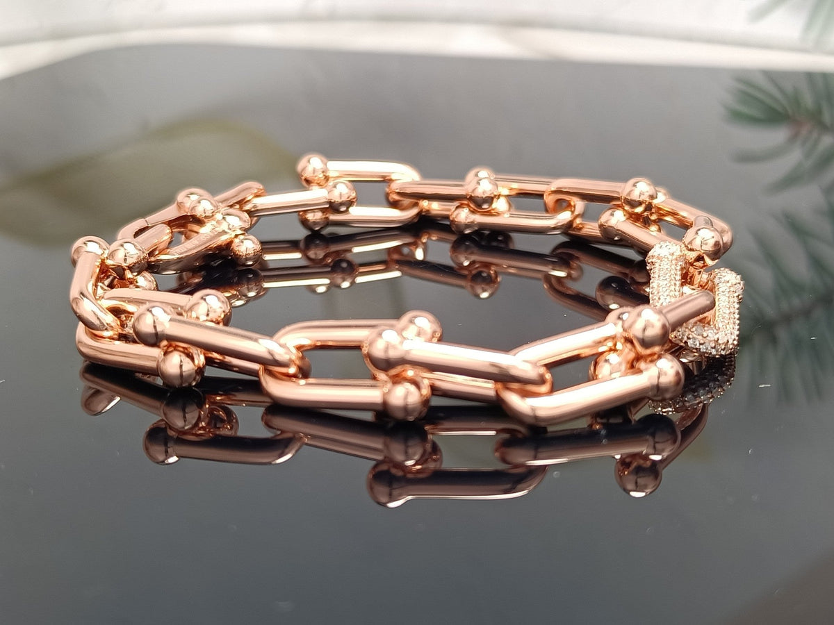 [Renovia Jewelry]HARDWEAR BRACELET PINK GOLD AND SILVER DIAMOND