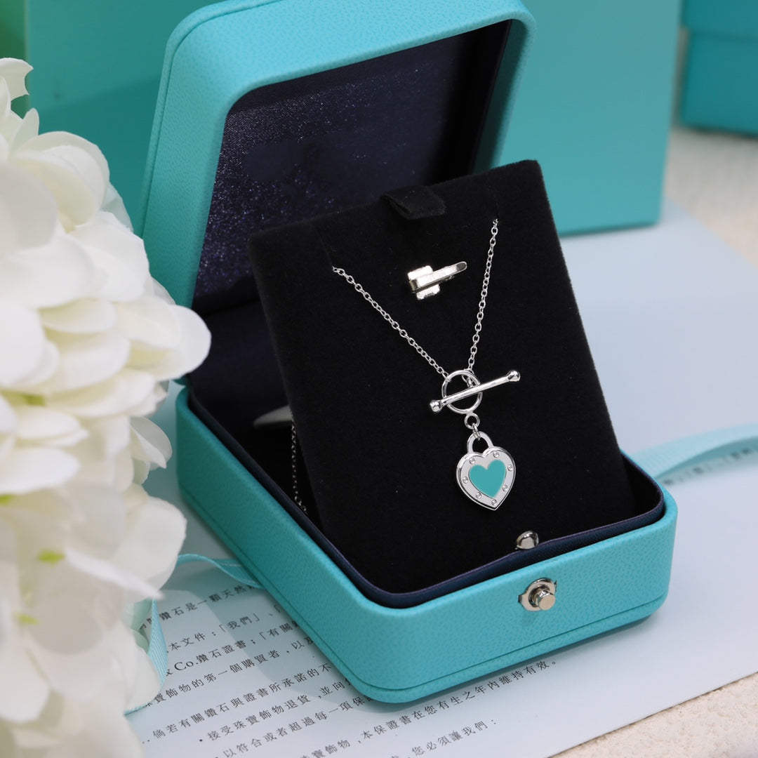 [Renovia Jewelry]DOUBLE HEART BLUE NECKLACE