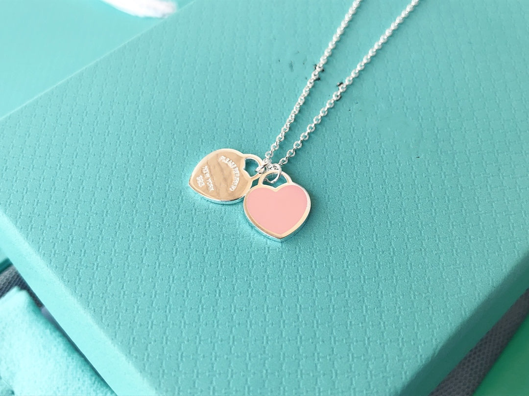 [Renovia Jewelry]DOUBLE HEART PEDANT SILVER NECKLACE
