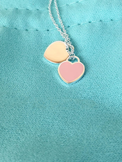 [Renovia Jewelry]DOUBLE HEART PEDANT SILVER NECKLACE