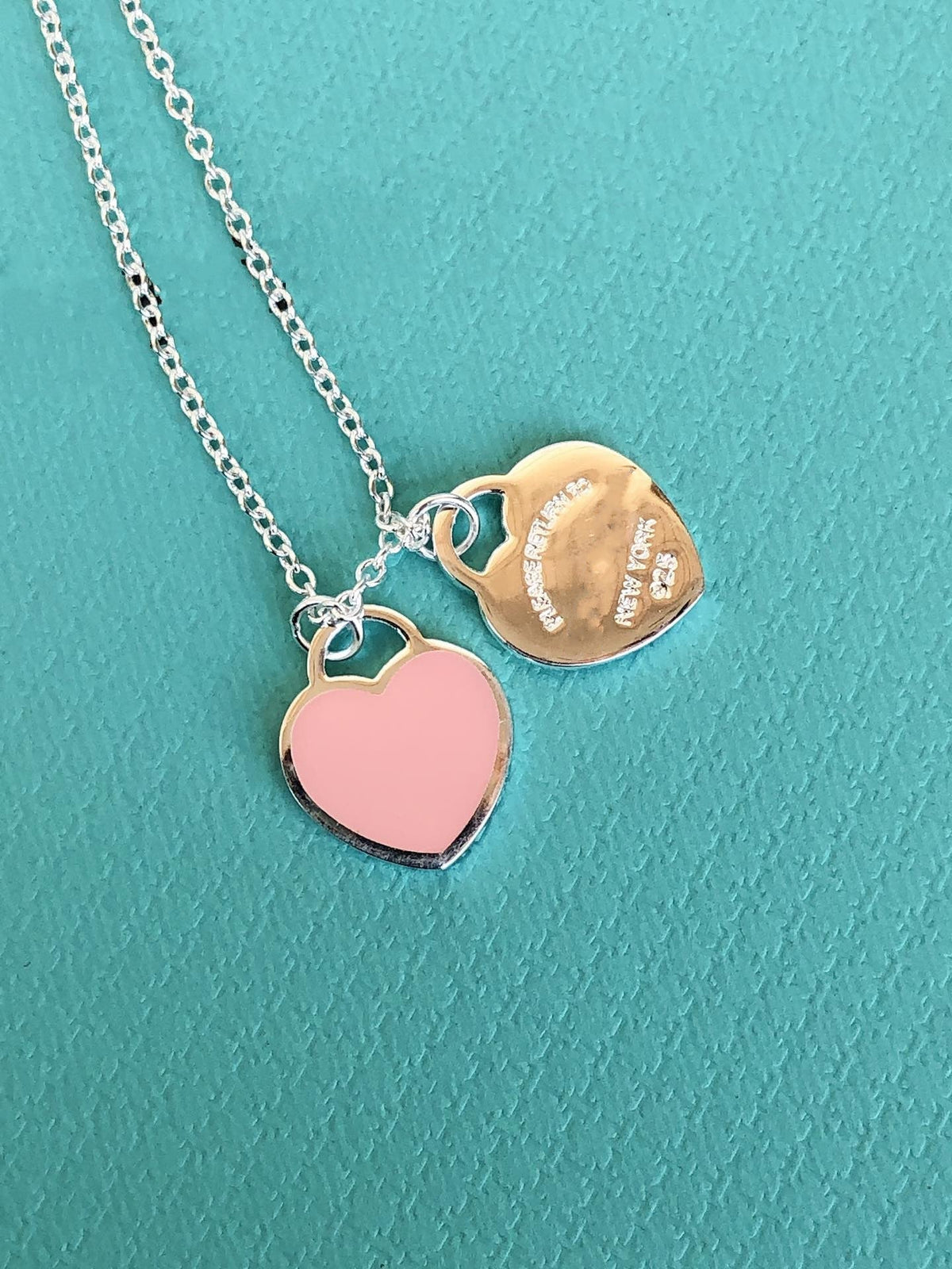 [Renovia Jewelry]DOUBLE HEART PEDANT SILVER NECKLACE
