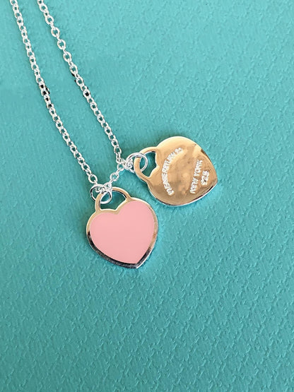 [Renovia Jewelry]DOUBLE HEART PEDANT SILVER NECKLACE