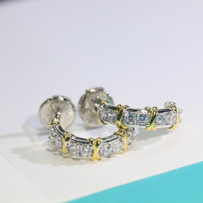[Renovia Jewelry]TWENTY STONE HOOP GOLD EARRINGS