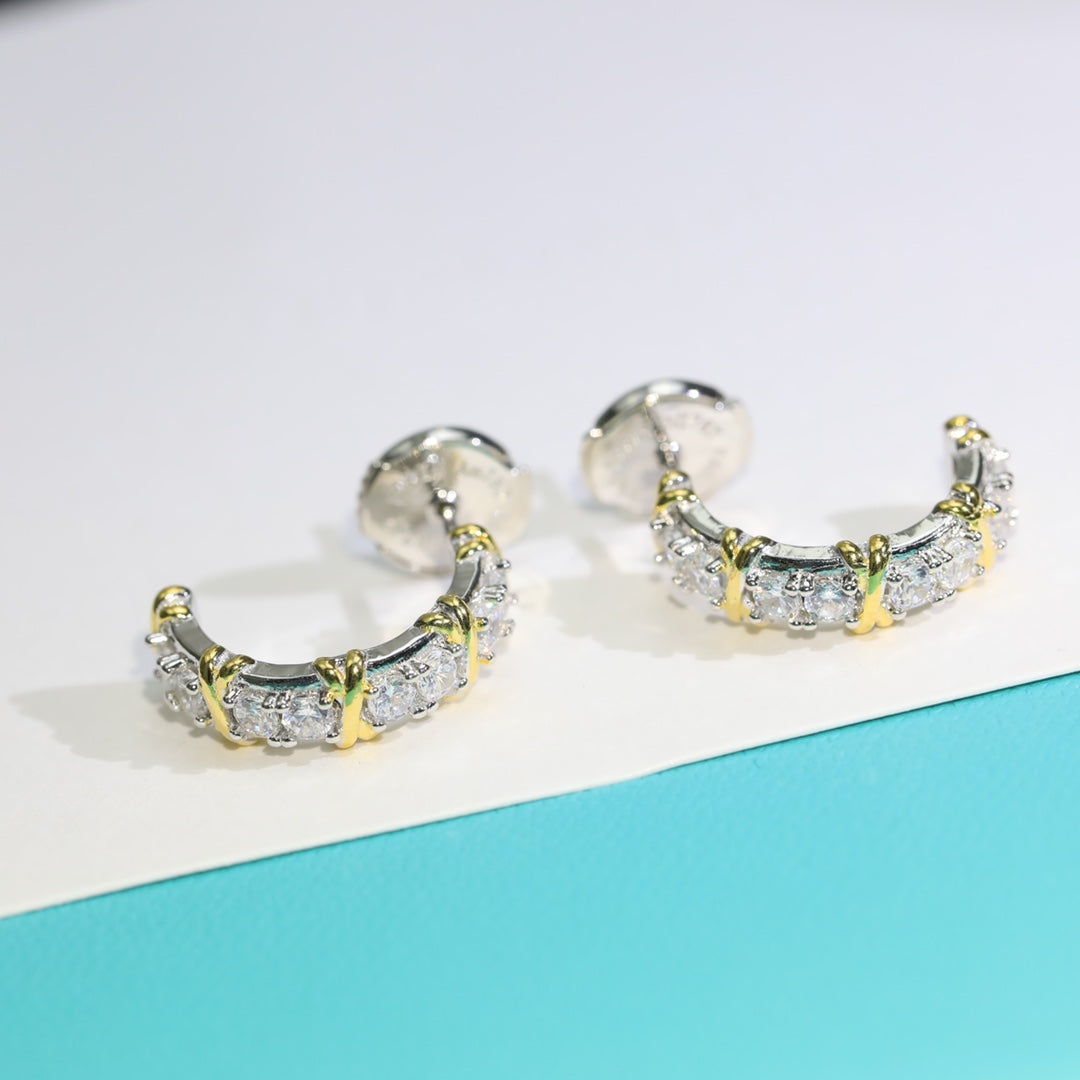 [Renovia Jewelry]TWENTY STONE HOOP GOLD EARRINGS