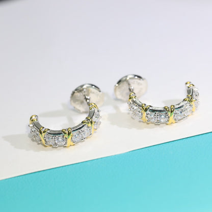 [Renovia Jewelry]TWENTY STONE HOOP GOLD EARRINGS