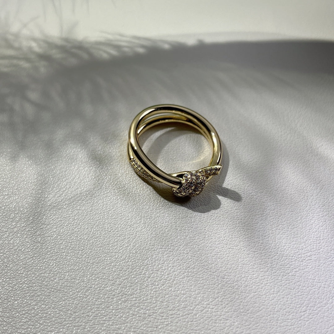 [Renovia Jewelry]KNOT RING DOUBLE ROW GOLD DIAMOND