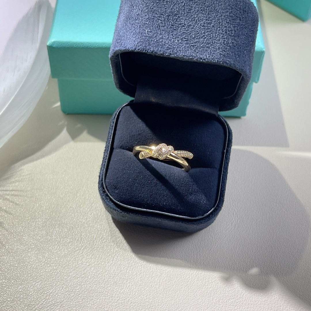 [Renovia Jewelry]KNOT RING DOUBLE ROW GOLD DIAMOND