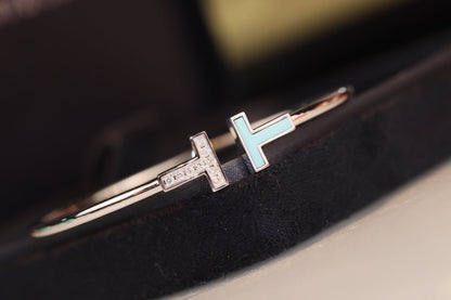 [Renovia Jewelry]T BRACELET 1.8MM TURQUOISE DIAMOND SILVER