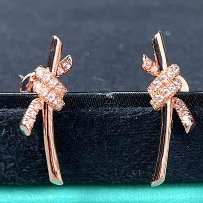 [Renovia Jewelry]KNOT EARRINGS PINK GOLD DIAMOND