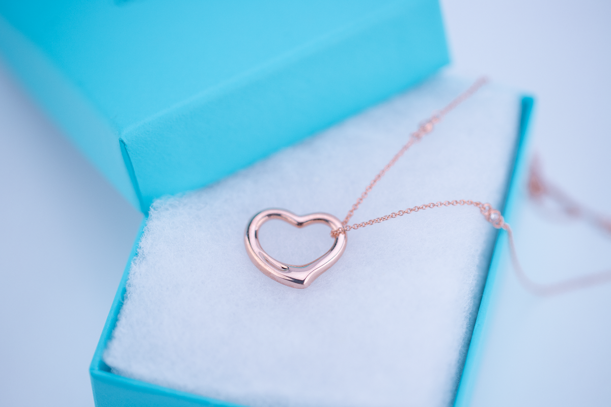 [Renovia Jewelry]OPEN HEART PEDANT PINK GOLD NECKLACE