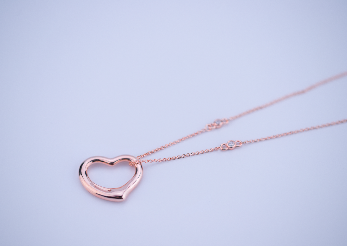 [Renovia Jewelry]OPEN HEART PEDANT PINK GOLD NECKLACE