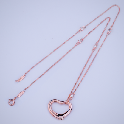 [Renovia Jewelry]OPEN HEART PEDANT PINK GOLD NECKLACE