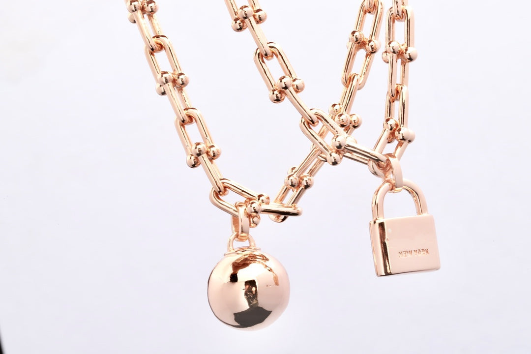 [Renovia Jewelry]HARDWEAR PINK GOLD WRAP NECKLACE