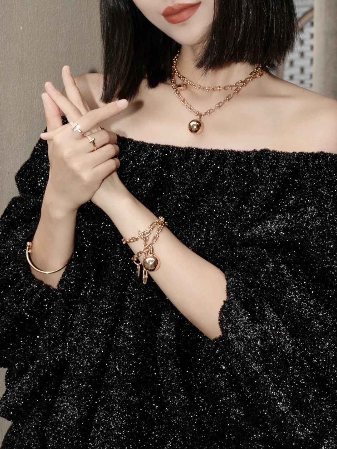 [Renovia Jewelry]HARDWEAR PINK GOLD WRAP NECKLACE