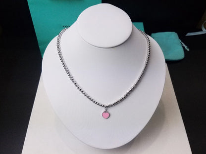 [Renovia Jewelry]HEART PEDANT SILVER BALL CHAIN NECKLACE