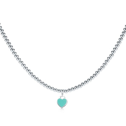 [Renovia Jewelry]HEART PEDANT SILVER BALL CHAIN NECKLACE