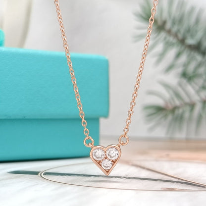 [Renovia Jewelry]HEART 3 DIAMONDS PEDANT NECKLACE