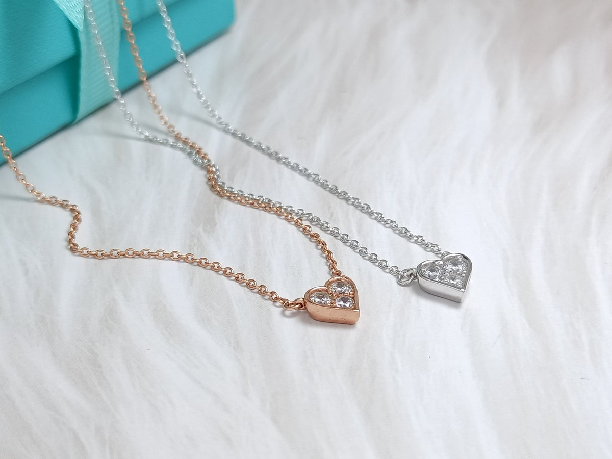 [Renovia Jewelry]HEART 3 DIAMONDS PEDANT NECKLACE