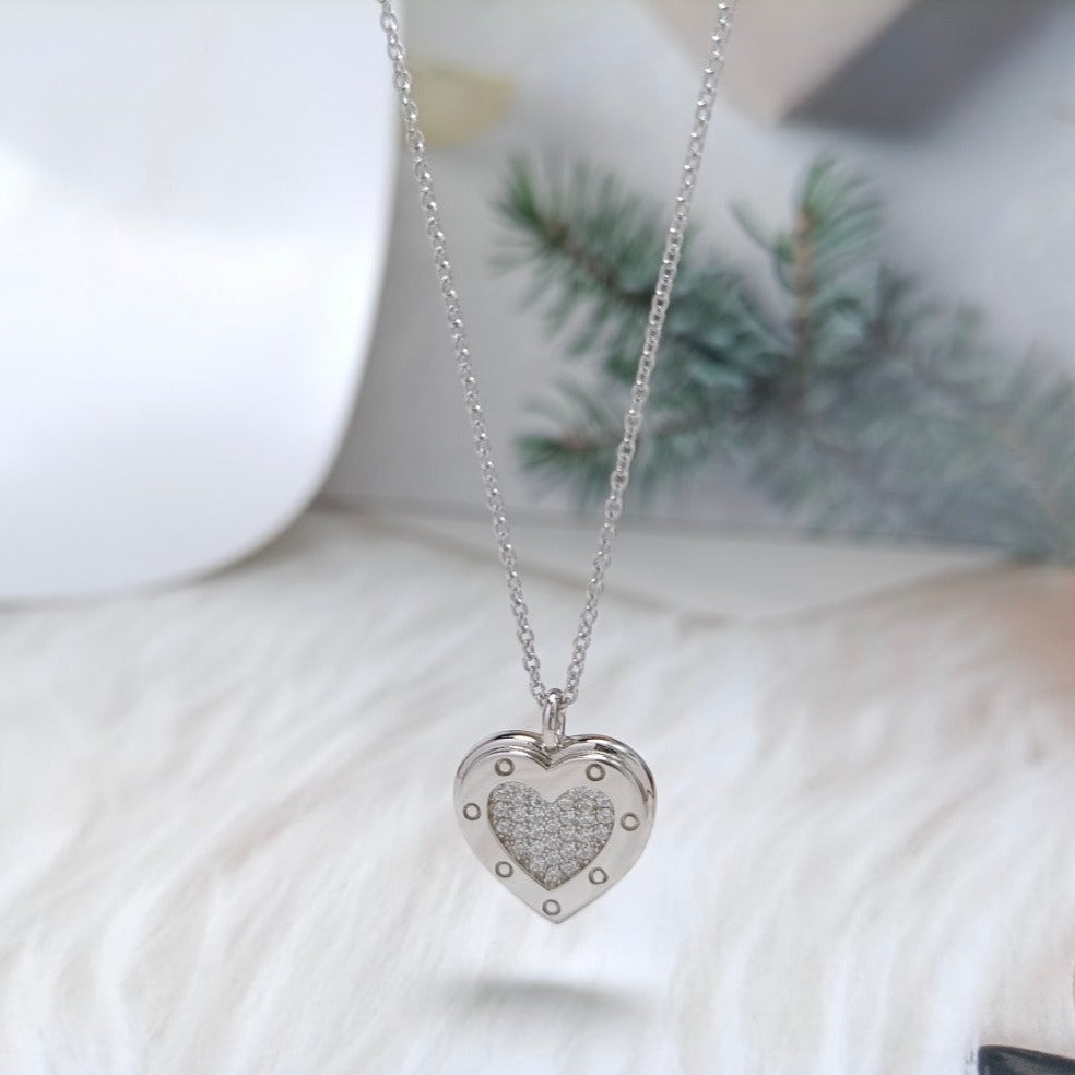 [Renovia Jewelry]HEART DIAMONDS PEDANT NECKLACE