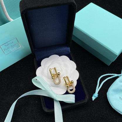 [Renovia Jewelry]HARDWEAR LINK DIAMOND GOLD EARRINGS