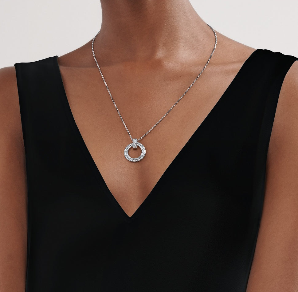 [Renovia Jewelry]T CIRCLE PEDANT DIAMOND NECKLACE
