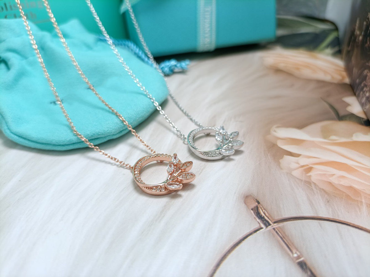 [Renovia Jewelry]DIAMOND VINE CIRCLE PENDANT PLATINUM NECKLACE