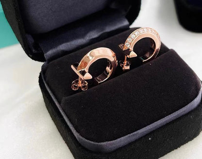 [Renovia Jewelry]HOOP EARRINGS IN ROSE GOLD WITH DIAMONDS