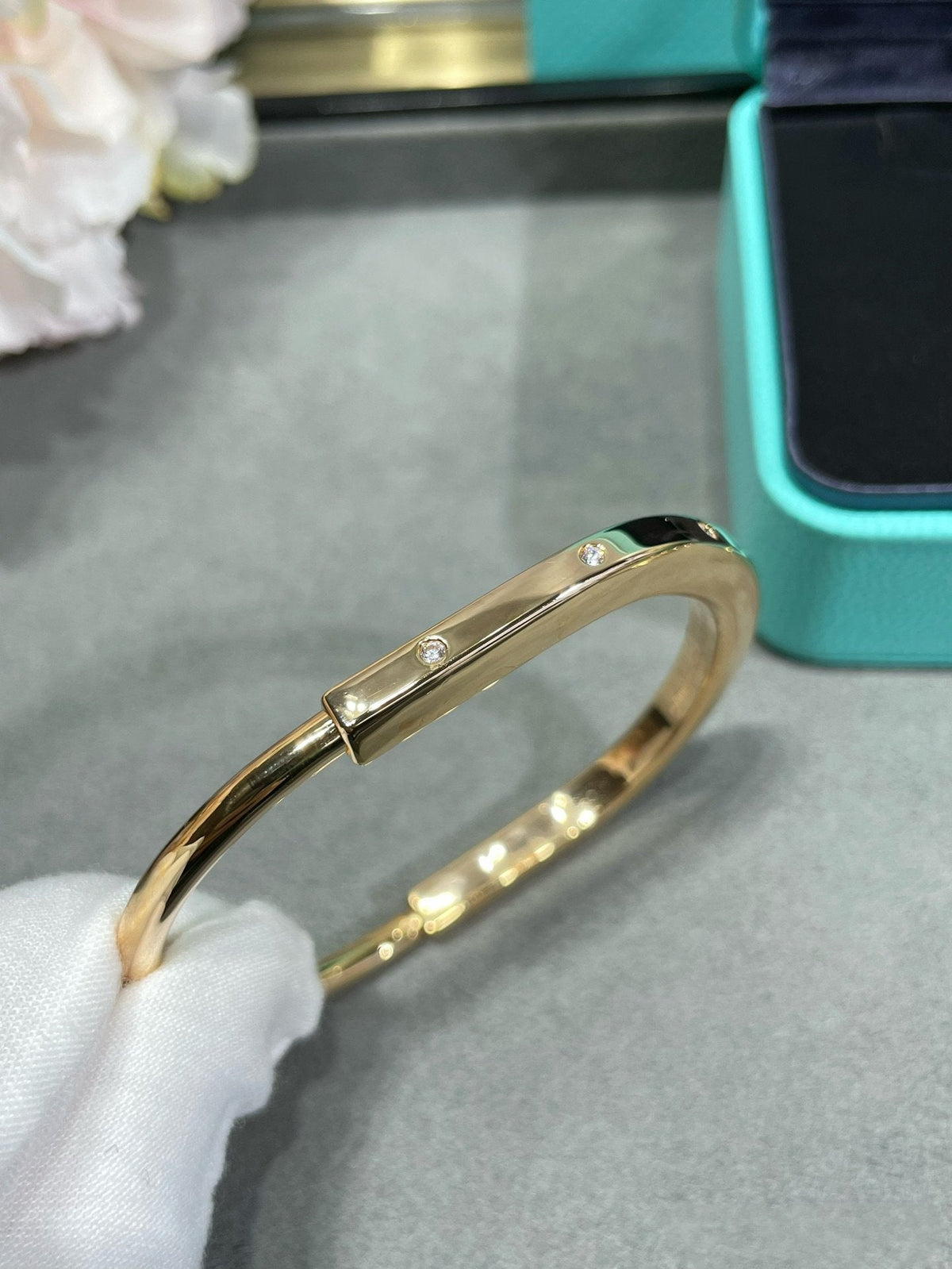 [Renovia Jewelry]LOCK BRACELET 8 DIAMOND