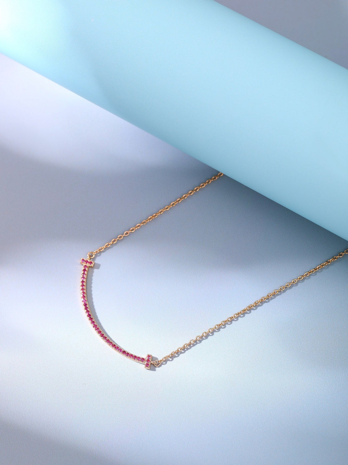 [Renovia Jewelry]BIG SMILE PEDANT PINK DIAMOND NECKLACE