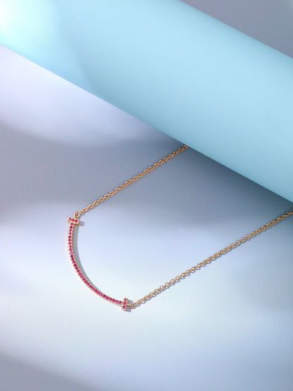 [Renovia Jewelry]BIG SMILE PEDANT PINK DIAMOND NECKLACE