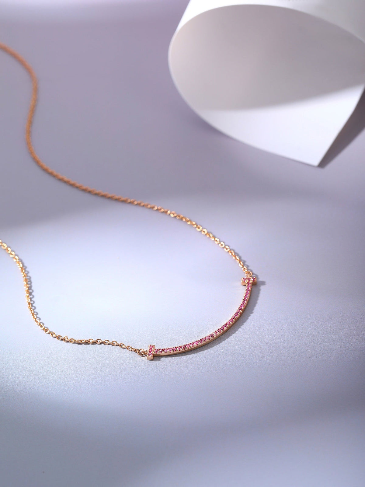 [Renovia Jewelry]BIG SMILE PEDANT PINK DIAMOND NECKLACE