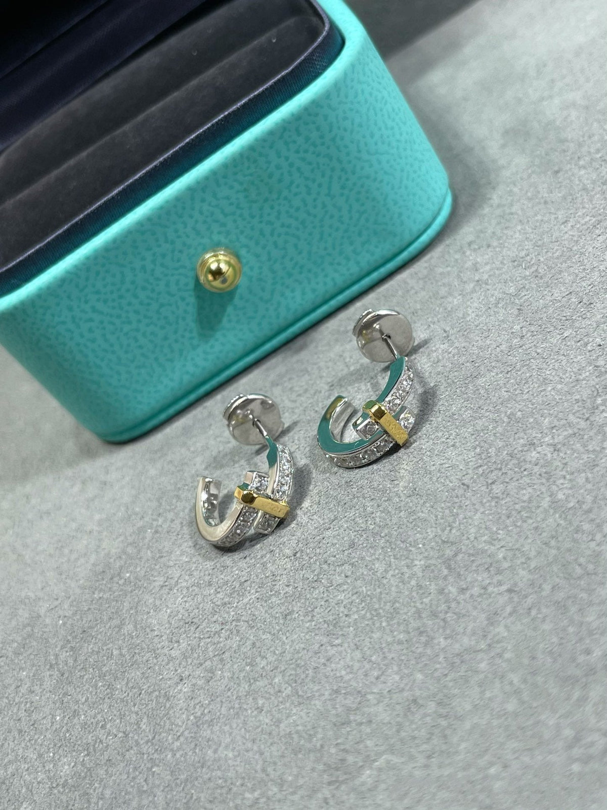 [Renovia Jewelry]EDGE DIAMOND PINK GOLD EARRINGS