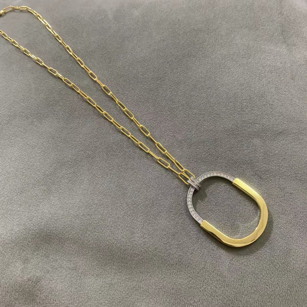 [Renovia Jewelry]LOCK DIAMOND NECKLACE