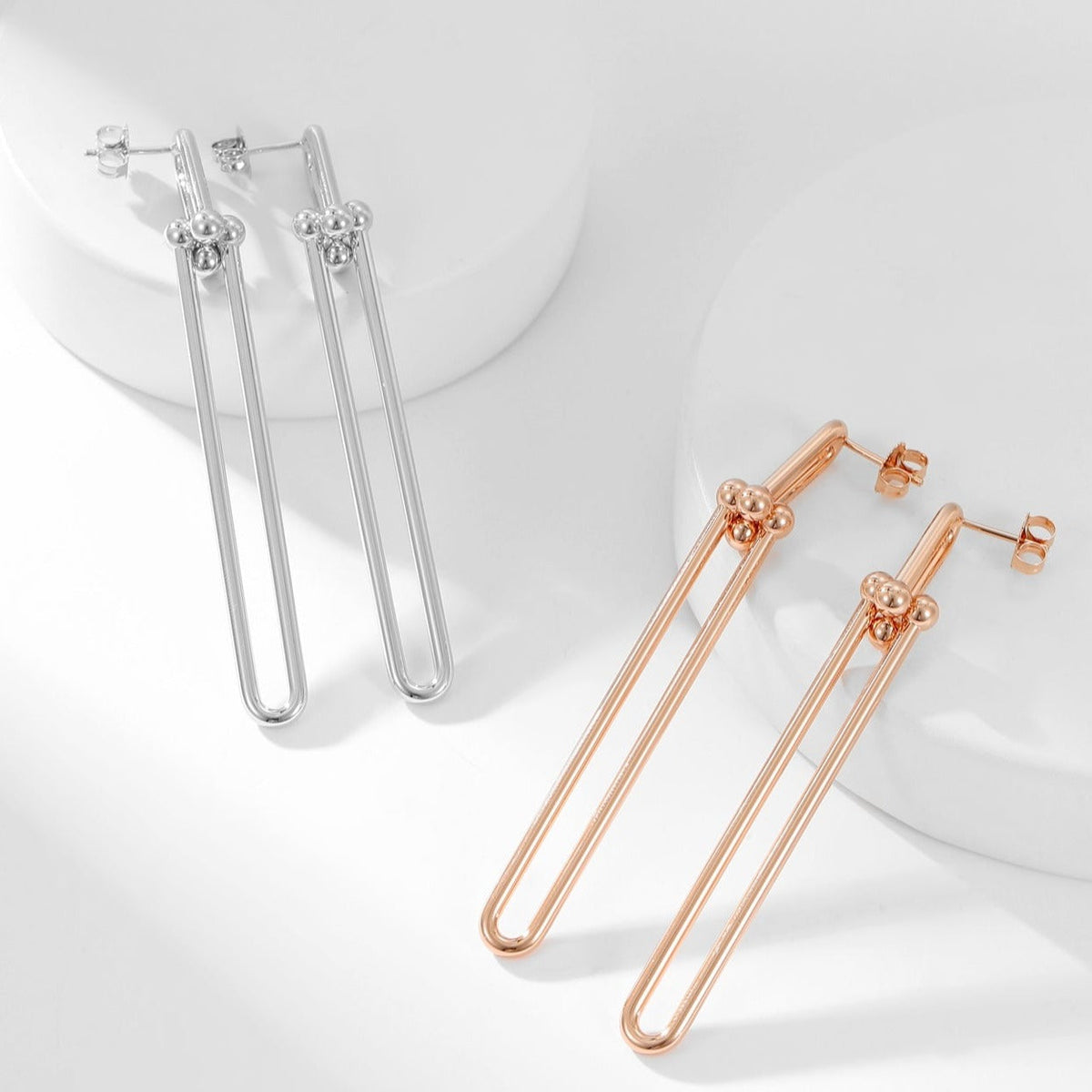 [Renovia Jewelry]HARDWEAR LONG DROP EARRINGS