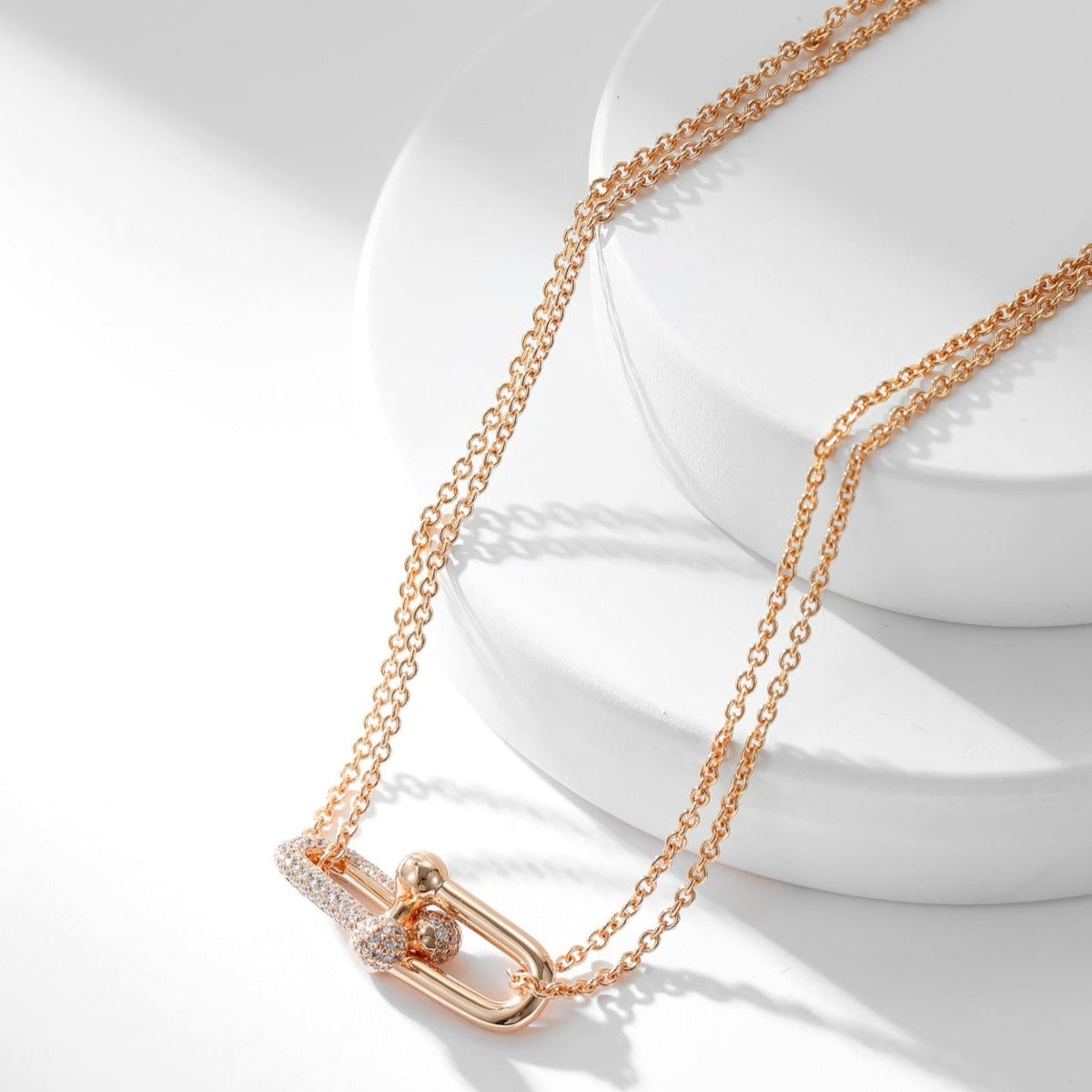 [Renovia Jewelry]HARDWEAR DIAMOND PEDANT DOUBLE CHAIN NECKLACE